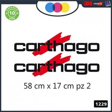 2- ADESIVI - ROSSO- NERO - LOGO - CARTHAGO - PER CAMPER, FURGONI E VAN - Cod. 1229
