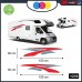 ADESIVI PER CAMPER PER ENTRAMBE LE FIANCATE - CURVE E LINEE FANTASIA - DECORATIVI - Cod. 1235 (Rosso-Grigio) ADESIVI PER CAMPER PER ENTRAMBE LE FIANCATE - CURVE E LINEE FANTASIA - DECORATIVI - Cod. 1235 (Rosso-Grigio)