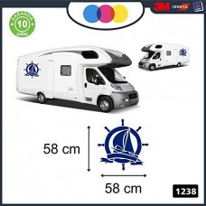 1 ADESIVO BLU - VASCELLO - VELIERO -BARCA- TIMONE - BASTIMENTO -BARCA- CAMPER, FURGONI E VAN - Cod. 1238