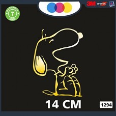 ADESIVO PER AUTO - SNOOPY - STICKERS notebook - cane, cani, adesivi cani, STICKERS auto - accessori, stickers, decal Cod. (Dorato)