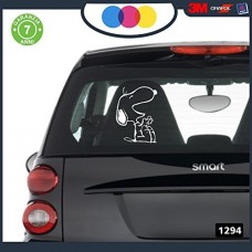 ADESIVO PER AUTO - SNOOPY - STICKERS notebook - cane, cani, adesivi cani, STICKERS auto - accessori, stickers, decal Cod. (Bianco)