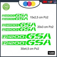 KIT 6 ADESIVI PER MOTO -BMW R1200 GSA - rally touring sticker decal Moto Cod. 1285 (Verde) KIT 6 ADESIVI PER MOTO -BMW R1200 GSA - rally touring sticker decal Moto Cod. 1285 (Verde)