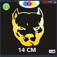 ADESIVO PER AUTO - CANE PITBULL -PITBULL - STICKERS - notebook - cane, cani, adesivi cani, STICKERS auto - accessori, stickers, decal Cod 1338 (Oro)