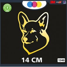 ADESIVO PER AUTO - CANE - WELSH CORGI - STICKERS - notebook - cane, cani, adesivi cani, STICKERS auto - accessori, stickers, decal Cod 1340 (Oro)