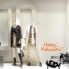 VH0408 Adesivi Murali Wall Art - Mostriciattoli Happy Halloween - Misure 70x70 cm - nero e arancio - Vetrofanie per Halloween, vetrine negozi, stickers