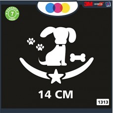 ADESIVO PER AUTO -CAGNOLINO CON STELLINA - OSSO - ZAMPETTE -STICKERS notebook - cane, cani, adesivi cani, STICKERS auto - accessori, stickers, decal Cod 1313 (Bianco)