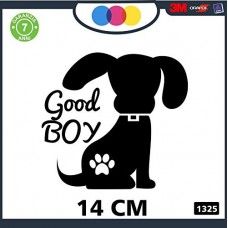 ADESIVO PER AUTO - SAGOMA CANE - SCRITTA GOOD BOY - ORMA - ZAMPETTA - STICKERS - notebook - cane, cani, adesivi cani, STICKERS auto - accessori, stickers, decal Cod 1325 (Nero)