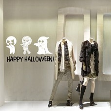 VH0421 Adesivi Murali Wall Art - Personaggi Happy Halloween - Misure 60x33 cm - nero e bianco - Vetrofanie per Halloween, vetrine negozi, stickers