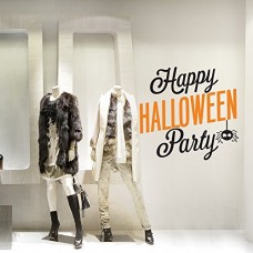 VH0291 Adesivi Murali Wall Art - Ragno Happy Halloween - Misure 60x57 cm - nero e arancio - Vetrofanie per Halloween, vetrine negozi, stickers