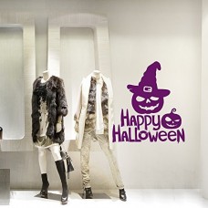 VH0411 Adesivi Murali Wall Art - Happy Halloween 2 - Misure 52x60 cm - viola - Vetrofanie per Halloween, vetrine negozi, stickers