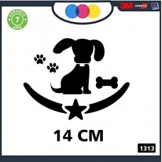ADESIVO PER AUTO -CAGNOLINO CON STELLINA - OSSO - ZAMPETTE -STICKERS notebook - cane, cani, adesivi cani, STICKERS auto - accessori, stickers, decal Cod 1313 (Nero)