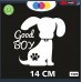 ADESIVO PER AUTO - SAGOMA CANE - SCRITTA GOOD BOY - ORMA - ZAMPETTA - STICKERS - notebook - cane, cani, adesivi cani, STICKERS auto - accessori, stickers, decal Cod 1325 (Bianco)