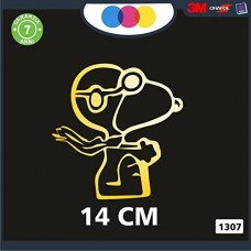 ADESIVO PER AUTO - SNOOPY - AVIATORE- AVIATOR - STICKERS notebook - cane, cani, adesivi cani, STICKERS auto - accessori, stickers, decal Cod.1307 (Oro)