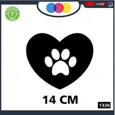 ADESIVO PER AUTO - CUORE - ZAMPETTA - ORMA - ZAMPETTE -STICKERS notebook - cane, cani, adesivi cani, STICKERS auto - accessori, stickers, decal Cod 1326 (Nero)
