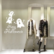 VH0290 Adesivi Murali Wall Art - Fantasmi Happy Halloween - Misure 60x55 cm - nero e bianco - Vetrofanie per Halloween, vetrine negozi, stickers