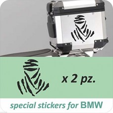 2 ADESIVI BMW - SIMBOLO DAKAR - PER BAULETTO - VALIGIA MOTO- BMW - MOTO - TRAVEL- TRAVELER - NERO -