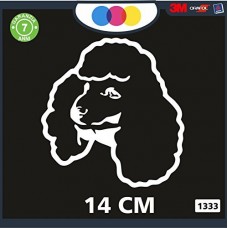 ADESIVO PER AUTO - CANE BARBONCINO - POODLE - STICKERS - notebook - cane, cani, adesivi cani, STICKERS auto - accessori, stickers, decal Cod 1333 (Bianco)