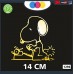 ADESIVO PER AUTO - SNOOPY -STICKERS notebook - cane, cani, adesivi cani, STICKERS auto - accessori, stickers, decal Cod 1296 (Oro)