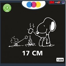ADESIVO PER AUTO - SNOOPY - WOODSTOCK - MARSHMALLOW - FUOCO - STICKERS notebook - cane, cani, adesivi cani, STICKERS auto - accessori, stickers, decal Cod.1309 (Bianco)