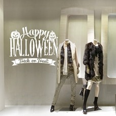 VH0414 Adesivi Murali Wall Art - Happy Halloween 4 - Misure 60x48 cm - bianco - Vetrofanie per Halloween, vetrine negozi, stickers