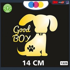 ADESIVO PER AUTO - SAGOMA CANE - SCRITTA GOOD BOY - ORMA - ZAMPETTA - STICKERS - notebook - cane, cani, adesivi cani, STICKERS auto - accessori, stickers, decal Cod 1325 (Oro)