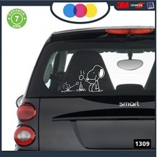 ADESIVO PER AUTO - SNOOPY - WOODSTOCK - MARSHMALLOW - FUOCO - STICKERS notebook - cane, cani, adesivi cani, STICKERS auto - accessori, stickers, decal Cod.1309