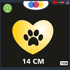 ADESIVO PER AUTO - CUORE - ZAMPETTA - ORMA - ZAMPETTE -STICKERS notebook - cane, cani, adesivi cani, STICKERS auto - accessori, stickers, decal Cod 1326 (Oro)