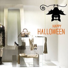 VH0289 Adesivi Murali Wall Art - Pipistrello Happy halloween - Misure 60x68 cm - nero e arancio - Vetrofanie per Halloween, vetrine negozi, stickers