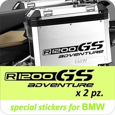2 ADESIVI BMW - R1200 GS ADVENTURE- PER BAULETTO - VALIGIA MOTO- BMW - MOTO - TRAVEL- TRAVELER - NERO-