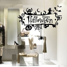 VH0404 Adesivi Murali Wall Art - Insegna Happy Halloween - Misure 60x47 cm - nero - Vetrofanie per Halloween, vetrine negozi, stickers