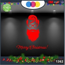 Vetrofanie natalizie e decorazioni di natale - BABBO NATALE HIPSTER COLORE: ROSSO - DECORAZIONI NATALIZIE XMAS - STICKERS , decal ,addobbi , natale , christmas Cod ,vertofanie natalizie e decorazioni di natale 1362-1