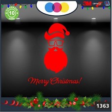 Vetrofanie natalizie e decorazioni di natale - BABBO NATALE HIPSTER COLORE: ROSSO- DECORAZIONI NATALIZIE XMAS - STICKERS , decal ,addobbi , natale , christmas Cod 1363-1