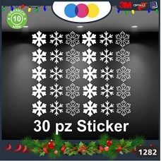 Vetrofanie natalizie e decorazioni di natale - FIOCCHI DI NEVE - SNOFLAKE - 30 PEZZI - ADESIVO PER VETRINE COLORE : BIANCO - MARRY CHRISTMAS- DECORAZIONI NATALIZIE XMAS - STICKERS ,VETROFANIE NATALIZIE E DECORAZIONI DI NATALE - decal ,addobbi , natale , c