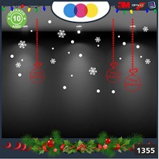 Vetrofanie natalizie e decorazioni di natale - FIOCCHI DI NEVE - PALLE DI NATALE 'COLORE: ROSSO - MERRY CHRISTMAS- DECORAZIONI NATALIZIE XMAS - STICKERS , decal ,addobbi , natale , christmas ,vertofanie natalizie e decorazioni di natale , Cod 1355-1