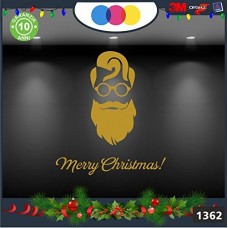 Vetrofanie natalizie e decorazioni di natale - BABBO NATALE HIPSTER COLORE: ORO- DECORAZIONI NATALIZIE XMAS - STICKERS , decal ,addobbi , natale , christmas,vertofanie natalizie e decorazioni di natale Cod 1362-2