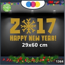 Vetrofanie natalizie e decorazioni di natale - SCRITTA HAPPY NEW YEAR 2017 COLORE:ORO - DIMENSIONI 29X60 CM DECORAZIONI NATALIZIE XMAS - STICKERS , decal ,addobbi , natale , christmas Cod 1364-2 Vetrofanie natalizie e decorazioni di natale - SCRITTA HAPPY NEW YEAR 2017 COLORE:ORO - DIMENSIONI 29X60 CM DECORAZIONI NATALIZIE XMAS - STICKERS , decal ,addobbi , natale , christmas Cod 1364-2