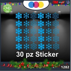 Vetrofanie natalizie e decorazioni di natale - FIOCCHI DI NEVE - SNOFLAKE - 30 PEZZI ,ADESIVI DI NATALE PER VETRINE - COLORE : CELESTE - MERRY CHRISTMAS- DECORAZIONI NATALIZIE XMAS - STICKERS , decal ,addobbi , natale , christmas - vertofanie natalizie e 