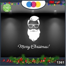 Vetrofanie natalizie e decorazioni di natale - BABBO NATALE HIPSTER - COLORE: BIANCO - DECORAZIONI NATALIZIE - XMAS - STICKERS , decal ,addobbi , natale , christmas ,vertofanie natalizie e decorazioni di natale Cod 1361