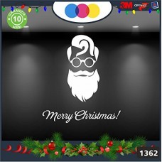 Vetrofanie natalizie e decorazioni di natale - BABBO NATALE HIPSTER COLORE: BIANCO - DECORAZIONI NATALIZIE XMAS - STICKERS , decal ,addobbi , natale , christmas Cod 1362