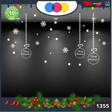 Vetrofanie natalizie e decorazioni di natale - FIOCCHI DI NEVE - PALLE DI NATALE 'COLORE: BIANCO - MERRY CHRISTMAS- DECORAZIONI NATALIZIE - XMAS - STICKERS , decal ,addobbi , natale , christmas , vertofanie natalizie e decorazioni di natale ,Cod 1355