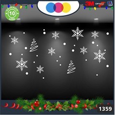 Vetrofanie natalizie e decorazioni di natale - ALBERELLI DI NATALE - FIOCCHI DI NEVE COLORE: BIANCO - DECORAZIONI NATALIZIE - XMAS - STICKERS , decal ,addobbi , natale , christmas ,vertofanie natalizie e decorazioni di natale, Cod 1359