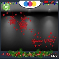 Vetrofanie natalizie e decorazioni di natale - SCRITTA BUONE FESTE FIOCCHI DI NEVE E STELLE\ COLORE:ROSSO - DECORAZIONI NATALIZIE XMAS - STICKERS , decal ,addobbi , natale , christmas Cod 1379-1 Vetrofanie natalizie e decorazioni di natale - SCRITTA BUONE FESTE FIOCCHI DI NEVE E STELLE\ COLORE:ROSSO - DECORAZIONI NATALIZIE XMAS - STICKERS , decal ,addobbi , natale , christmas Cod 1379-1
