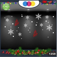 Vetrofanie natalizie e decorazioni di natale - ALBERELLI DI NATALE - FIOCCHI DI NEVE COLORE: ROSSO - DECORAZIONI NATALIZIE - XMAS - STICKERS , decal ,addobbi , natale , christmas ,vertofanie natalizie e decorazioni di natale, Cod 1359-1