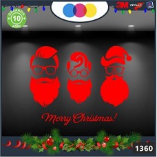 Vetrofanie natalizie e decorazioni di natale - BABBI NATALE HIPSTER COLORE: ROSSO - DECORAZIONI NATALIZIE - XMAS - STICKERS , decal ,addobbi , natale ,vertofanie natalizie e decorazioni di natale , christmas Cod 1360-1