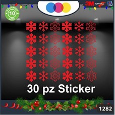 Vetrofanie natalizie e decorazioni di natale - FIOCCHI DI NEVE - SNOFLAKE -ADESIVI DI NATALE PER VETRINE - 30 PEZZI - COLORE : ROSSO - RED - MERRY CHRISTMAS- DECORAZIONI NATALIZIE XMAS - STICKERS , decal ,addobbi , natale , christmas - VETROFANIE NATALIZI