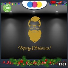 Vetrofanie natalizie e decorazioni di natale - BABBO NATALE HIPSTER COLORE: ORO - DECORAZIONI NATALIZIE XMAS - STICKERS , decal ,addobbi , natale , christmas,vertofanie natalizie e decorazioni di natale ,Cod 1361-2