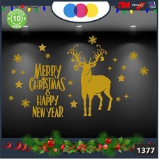 Vetrofanie natalizie e decorazioni di natale - SCRITTA MERRY CHRISTMAS - HAPPY NEW YEAR E RENNA\ COLORE:ORO - DECORAZIONI NATALIZIE XMAS - STICKERS , decal ,addobbi , natale , christmas Cod 1377-2 Vetrofanie natalizie e decorazioni di natale - SCRITTA MERRY CHRISTMAS - HAPPY NEW YEAR E RENNA\ COLORE:ORO - DECORAZIONI NATALIZIE XMAS - STICKERS , decal ,addobbi , natale , christmas Cod 1377-2