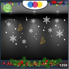 Vetrofanie natalizie e decorazioni di natale - ALBERELLI DI NATALE FIOCCHI DI NEVE - COLORE :ORO - DECORAZIONI NATALIZIE - XMAS - STICKERS , decal ,addobbi , natale , christmas ,vertofanie natalizie e decorazioni di natale Cod 1359-2