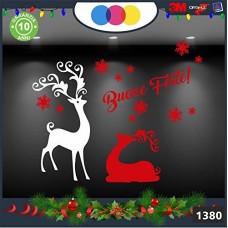 Vetrofanie natalizie e decorazioni di natale - SCRITTA BUONE FESTE FIOCCHI DI NEVE E RENNE\ COLORE:ROSSO E BIANCO - DECORAZIONI NATALIZIE XMAS - STICKERS , decal ,addobbi , natale , christmas Cod 1380-1 Vetrofanie natalizie e decorazioni di natale - SCRITTA BUONE FESTE FIOCCHI DI NEVE E RENNE\ COLORE:ROSSO E BIANCO - DECORAZIONI NATALIZIE XMAS - STICKERS , decal ,addobbi , natale , christmas Cod 1380-1