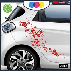 ADESIVI PER AUTO - FIORI E FARFALLE- AUTO MACCHINA - NOVITà!! auto moto camper, stickers, decal (ROSSO)